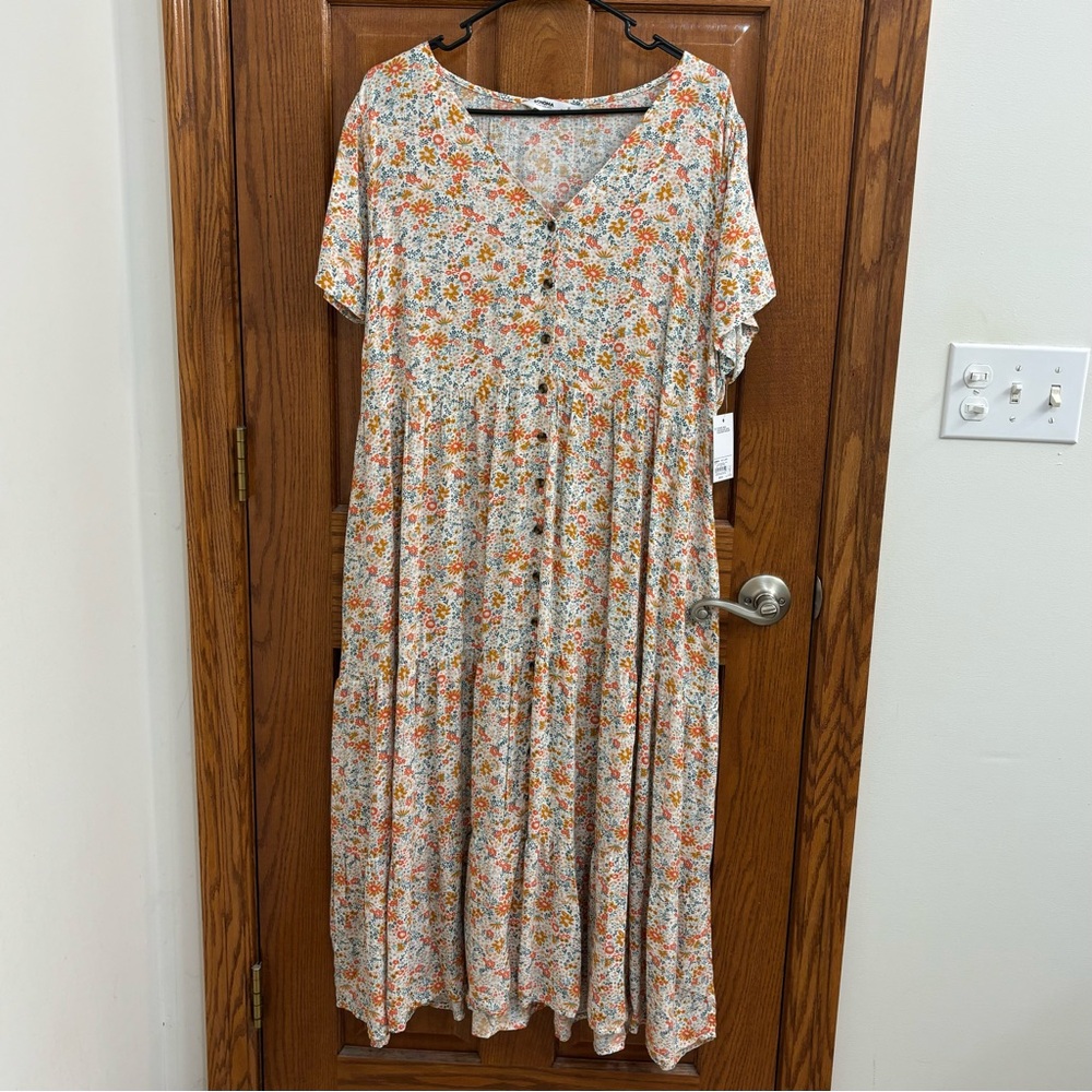 Sonoma Button Front Tiered Midi Dress